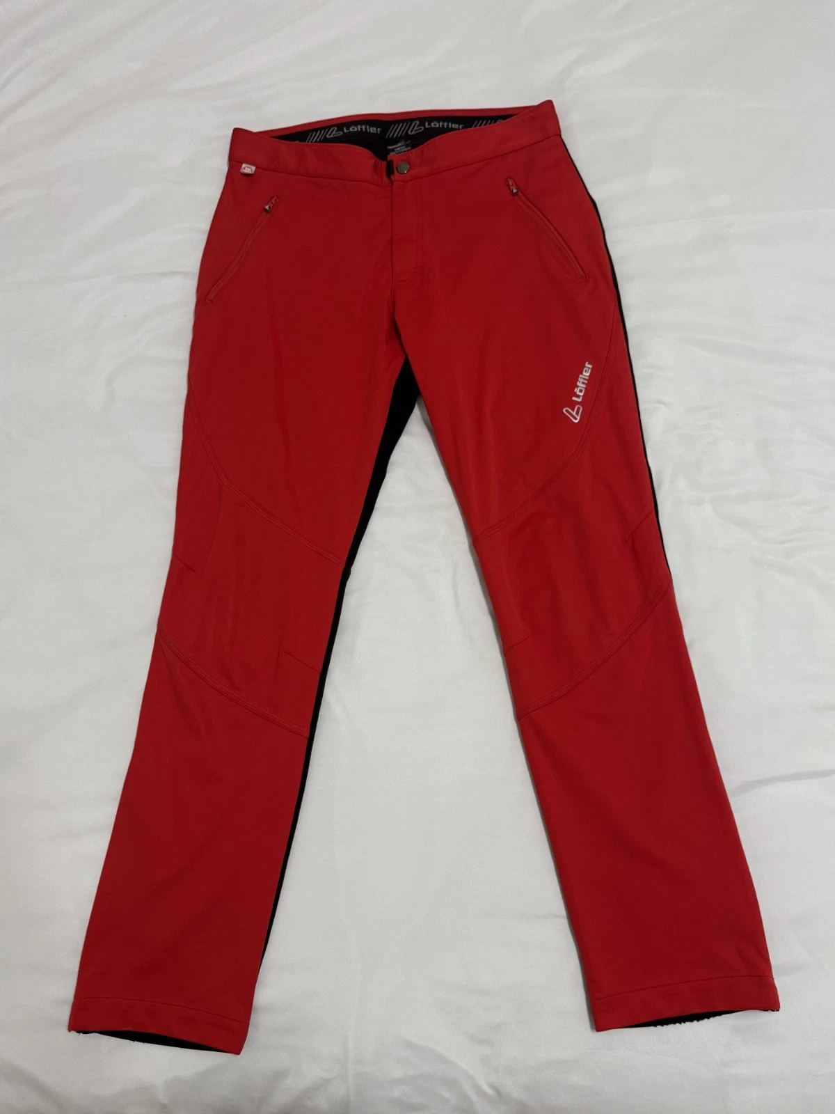 Löffler Windstopper Softshell Cycling Running Pants Red Black Men's M