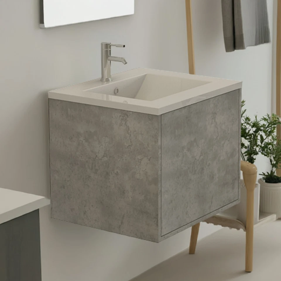 Badmöbel Set Linz Beton Optik Waschbecken 60cm Design Wasch Tisch Unterschrank - Bild 4 von 4