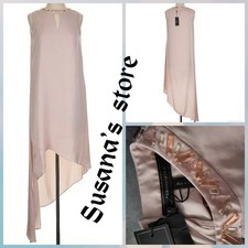 NWT BCBG MAXAZRIA SIZE S NICOL SATIN BARE PINK EMBELLISHED NECK HIGH-LOW DRESS