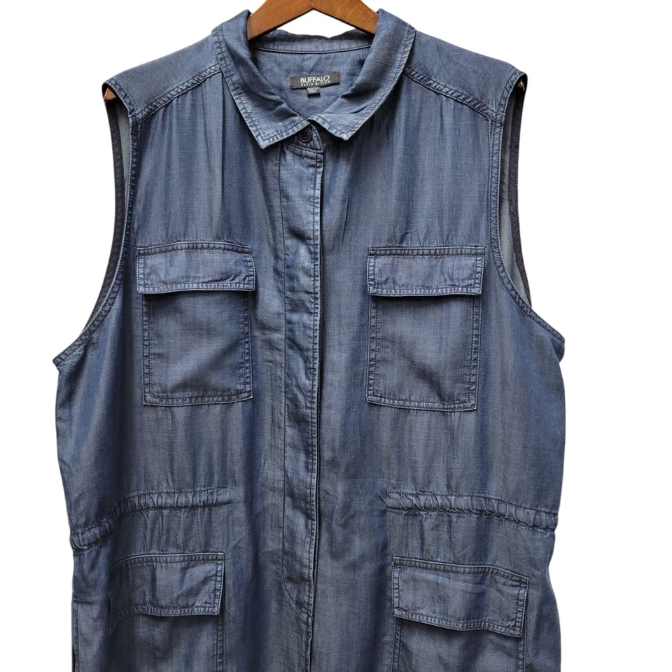 Top túnica de mezclilla ligera para mujer Buffalo David Bitton mediano  Foto 4 de 4