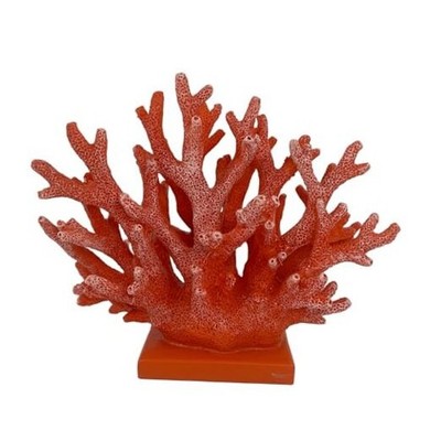 5.8'' H Coral Decor - Resin Coral Statue, Nautical Decor for 5.83''H Red Orange