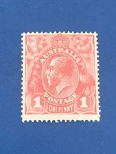 AUS. 17/7/14 ISSUE KGV SIDEFACE. 1d RED. DIE 2 PRE-DECIMAL STAMP -:- NICE MUH.