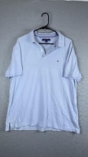 Tommy Hilfiger Polo Shirt Mens XL Light Blue Solid Logo Short Sleeve Casual