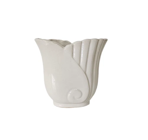 Vintage White Pottery Shell Swirl Planter Vase Shawnee Pottery?