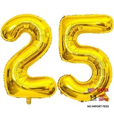 25 Number Balloons Giant Jumbo Huge 25 or 52 Foil Mylar 40 Inch Gold Gold 25