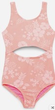 NWT-Girls Crinkle Cutout Swimsuit With UPF 50 , Size S 6-6x 