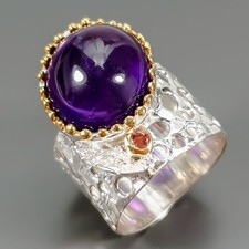 Jewellery 11ct Natural Amethyst Ring 925 Sterling Silver Size 8 /R434328