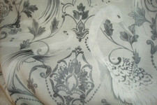 NWT Laura Ashley Window Curtains Tregaron Damask Birds 2 pc Gray 38" x 84" lg