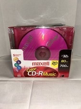 Maxell CD-R Music 20 Pack Recordable Compact Disc Color Jewel Cases 80Min Sealed