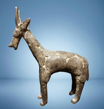 Mega Rare Museum Quality Authentic  Antique Benin Bronze Antelope Sculpture