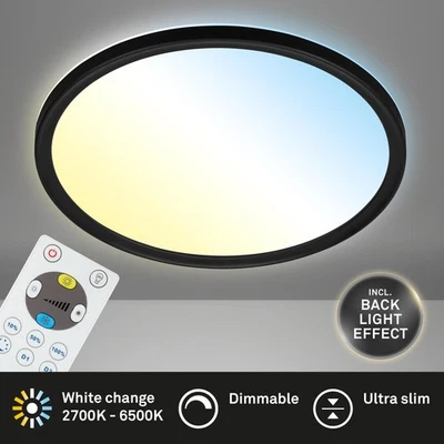 Deckenleuchte Briloner Slim LED 18W Fernbedienung CCT Schwarz Deckenlampe  - Bild 1 von 4