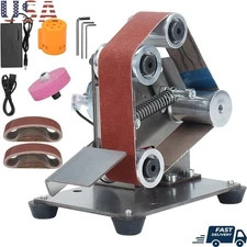 Mini Electric Belt Sander W/ 20 Sanding Belts Dustproof Cover Adjustable Speed