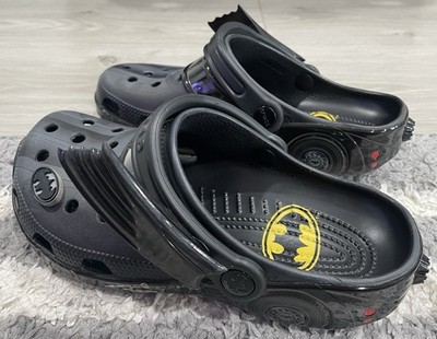 Crocs Black Batman Batmobile Slides Men s 5 Women s 7 USED NICE SHIPS QUICKLY