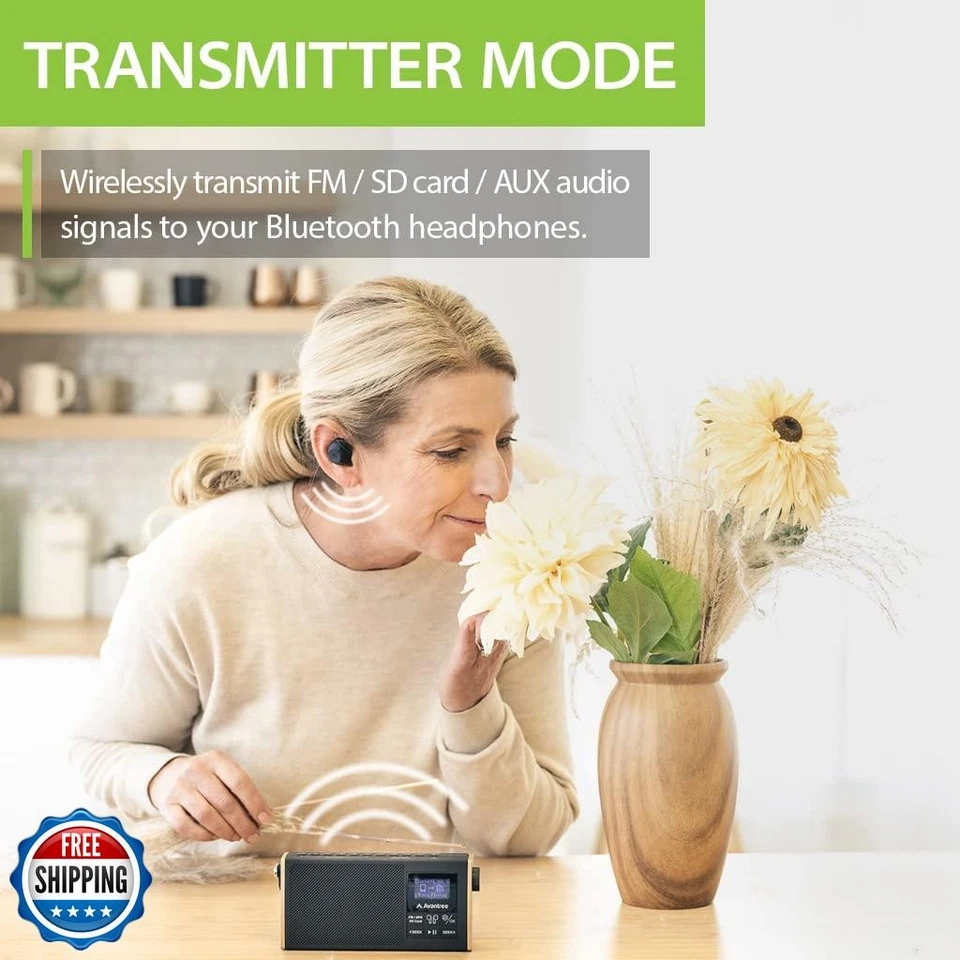 Avantree Soundbyte T - Radio FM 4 en 1 con Altavoz Bluetooth, Transmisión Inalámbrica Foto 3 de 4