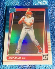 Alec Bohm 2021 Donruss Optic Carolina Blue & White Prizm RR RC #35 Phillies
