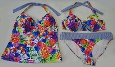 BHS SIZE 16-18 TANKINI BIKINI 3 PIECE SET FLORAL PRINT IMMACULATE FREE P&P
