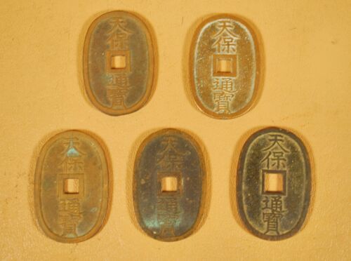 5 JAPANESE 100 MON TEMPO TSUSHO COIN COINS / 1838-1870 / Edo Era