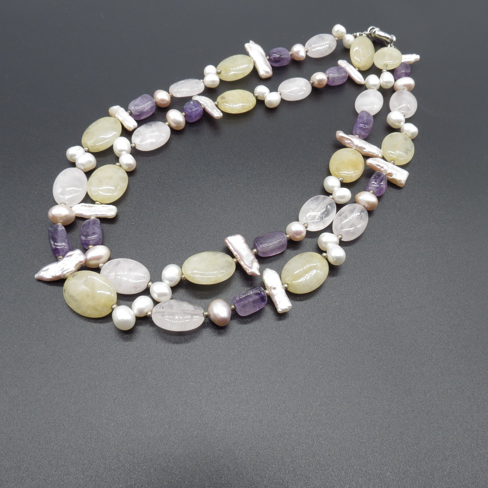 Assorted Gemstone Statement Necklace Amethyst, Ro… - image 14