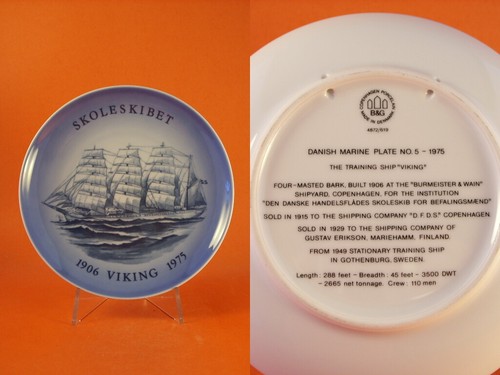 Royal Copenhagen BING&GRONDAHL Assiette Marine Danois 1975 " Viking " - Picture 3 of 3