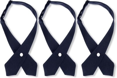 French Toast Girls' School Uniform Adjustable Cross Tie Solid , Navy - 3 Pack