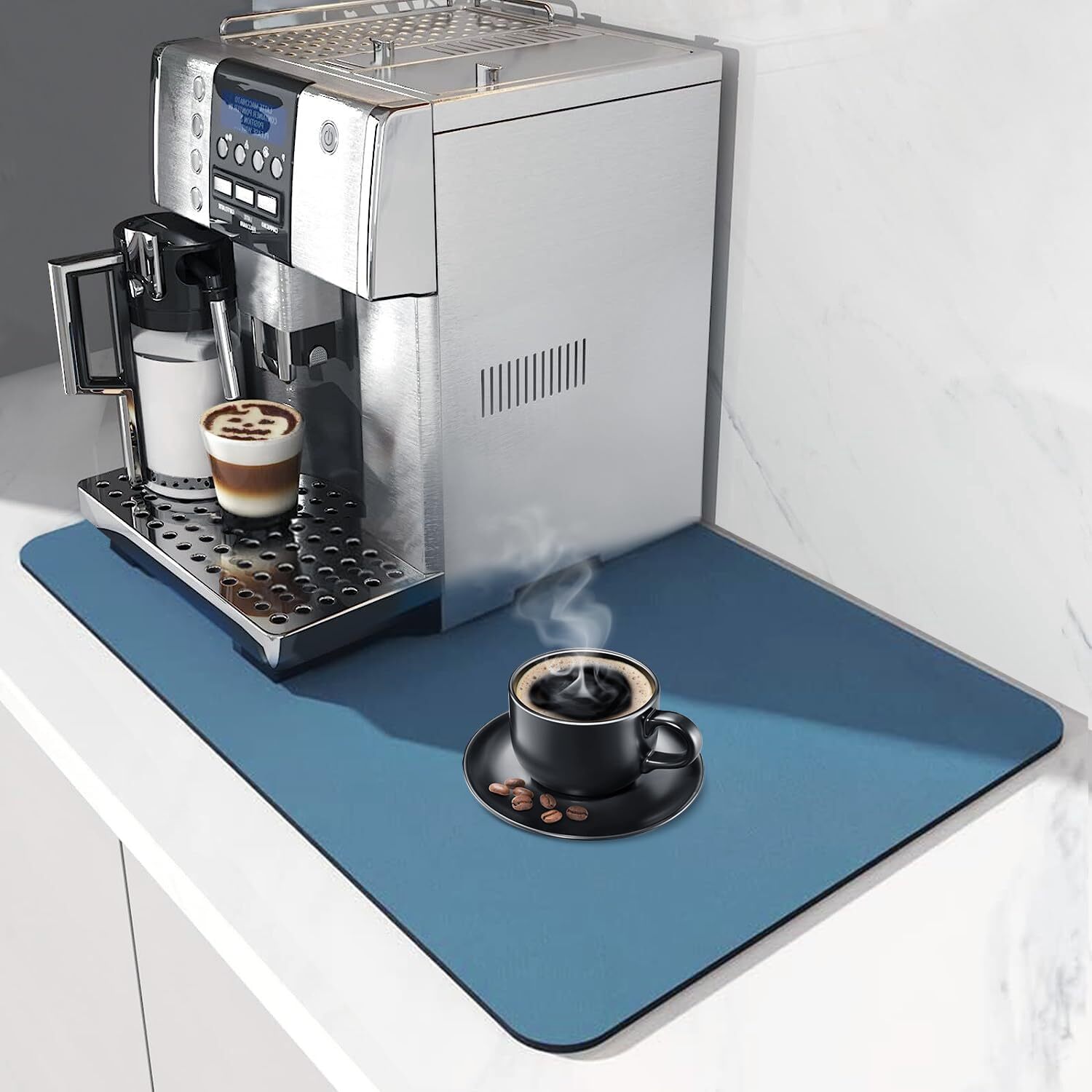 Mat 19x12" Absorbent Hide Stain Coffee Bar Mat With Nonslip Rubber
