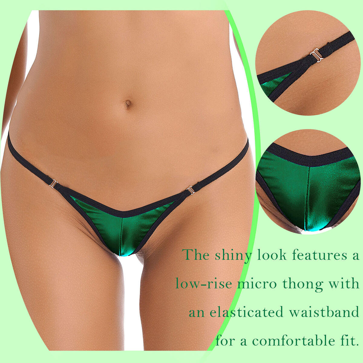 Women's Glossy Low Waist G-string Micro Thongs T-Back Triangle Briefs  Underwear 