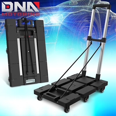 176lbs Folding Hand Truck Luggage Trolley Cart w/Telescopic Handle&2 Bungee Cord