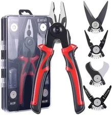 5 in 1 Multifunctional Plier Set with 5 Interchangeable Tool Heads - Wire Stripp