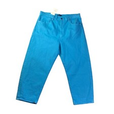 Levi's Made Crafted Barrel Crop Jeans Blue Mist Aqua Organic Denim NWT Size 32