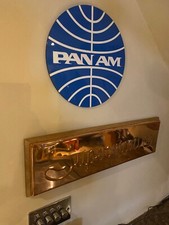 PAN AM Holzschild 30cm rund geschnitten fertig zum Aufhängen.