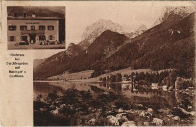Old postcard postcard Hintersee near Berchtesgaden with Auzinger's inn GERMANY (1066002)