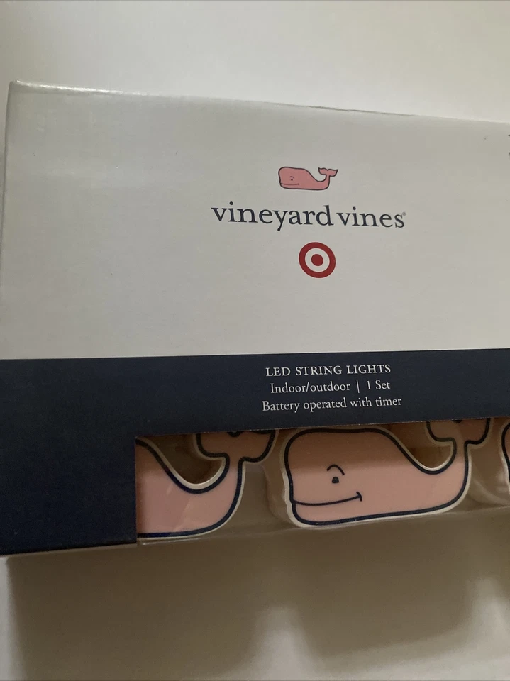Vineyard Vines for Target 10ct rosa baleia bateria corda luzes LED náuticas - Imagem 2 de 4