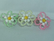 VINTAGE SEED BEAD FLOWER HAIR BARRETTE HAIR ACCESSORY
