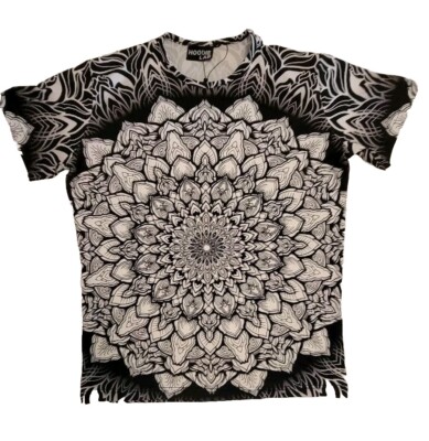 Hoodie Lab Stretch Mandala Shirt Top Blouse Bohemian Short Sleeve Unisex Small