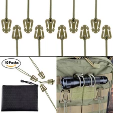 Pack of 10 OD Green Tactical Gear Clip for Molle Web & Hydration Tube with Pouch