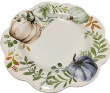 Set x4 Potter's Studio Fall Harvest Thanksgiving Pumpkin Scalloped Dinner Plates