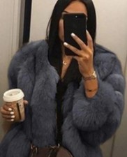 Glamourous Fluffy Faux Fur Jacket In Light Grey Size 12