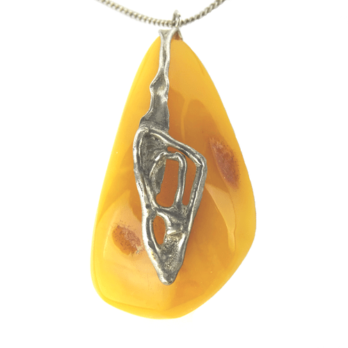 Wertvoller Bernstein Silber Anhänger 6,5 cm mit Kette Real Baltic Amber Pendant - Bild 8 von 13