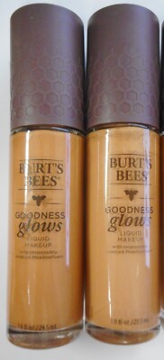 LOT OF 2 BURT'S BEES GOODNESS GLOWS LIQUID MAKEUP #1060 CHESTNUT 1oz EACH