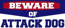 Beware Of Attack Dog Red White Blue Vinyl Decal Bumper Sticker