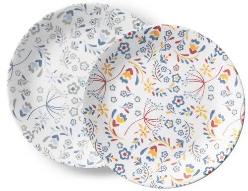 Corelle-PRAIRIE-GARDEN-8-1-2-034-LUNCH-PLATE-Choose-RED-or-GRAY-Colorful-Floral