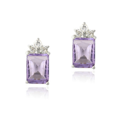 Silverspeck 925 Silber 3 ct Amethyst & 1/3 ct Weiß Topas Tropfen-Ohrhänger