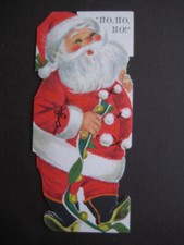 1960s VINTAGE greeting card Hallmark diecut CHRISTMAS Santa w/ Jingle Bells