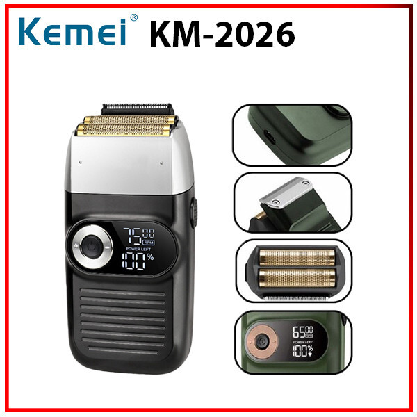 Kemei KM-2026 Gold Titanium Foil Cordless LCD Screen Barber