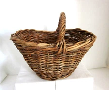 Vintage Rustic Handmade Wicker Flower/ Egg  Basket Small Child's Sz. 8"x10"x6"