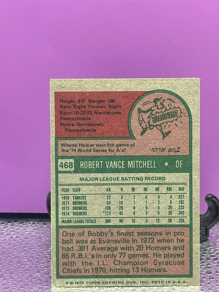 BOBBY MITCHELL 2024 TOPPS HERITAGE 1975 ORIGINAL BUYBACK #468 - Image 2 of 2