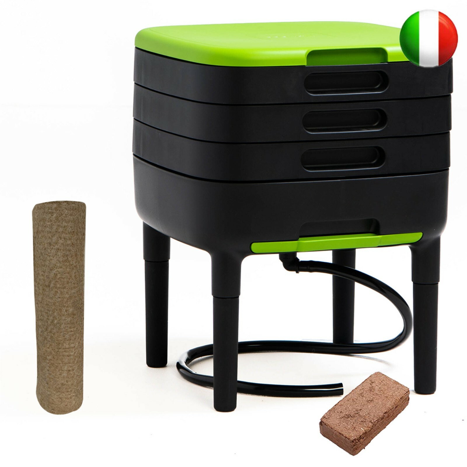 Lombricomposteur vertical TinyWorm 3 plateaux avec bac de récupération de jus