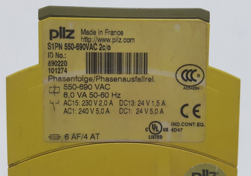 Pilz S1PN Sécurité Relais 550-690VAC 890220 - Photo 5 sur 9