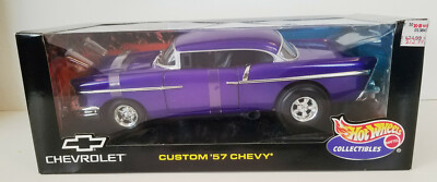 HOT WHEELS COLLECTIBLES CUSTOM '57 CHEVY 1:18 SCALE PURPLE NIB