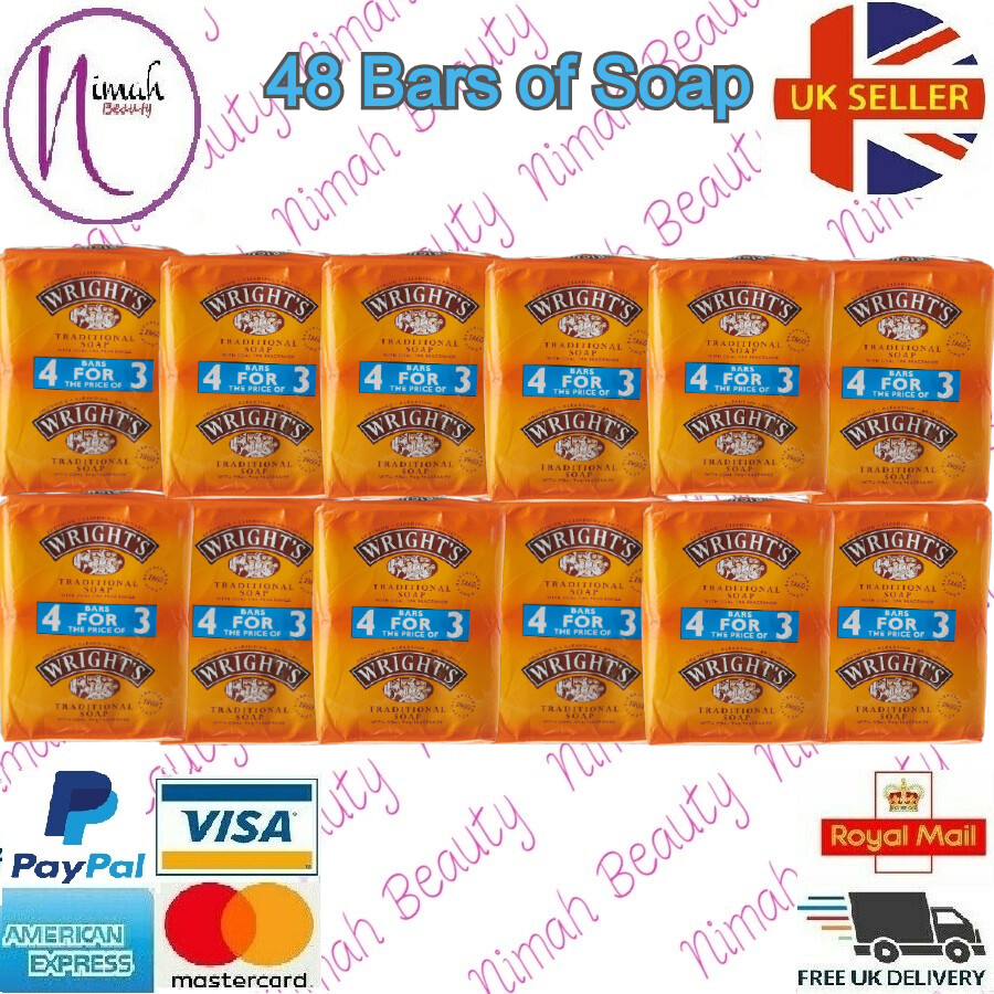 48 X Wrights Coal Tar Soap 125g Bar Grelly UK
